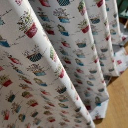 Cortina Opaca Nórdica Hecha A Medida Con Estampado De Plantas En Maceta Para Sala De Estar Y Dormitorio