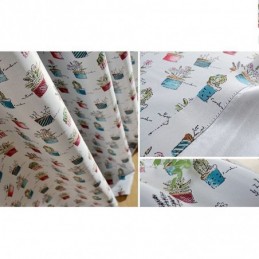 Cortina Opaca Nórdica Hecha A Medida Con Estampado De Plantas En Maceta Para Sala De Estar Y Dormitorio