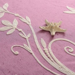 Cortina Opaca Nordic Wind Hecha A Medida Con Bordado De Plantas De Algodón Y Lino