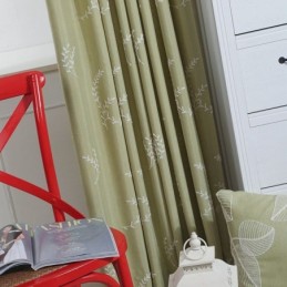 Cortinas Opacas De Algodón Con Ramas Nórdicas Bordadas