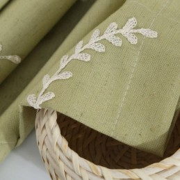 Cortinas Opacas De Algodón Con Ramas Nórdicas Bordadas