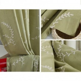 Cortinas Opacas De Algodón Con Ramas Nórdicas Bordadas