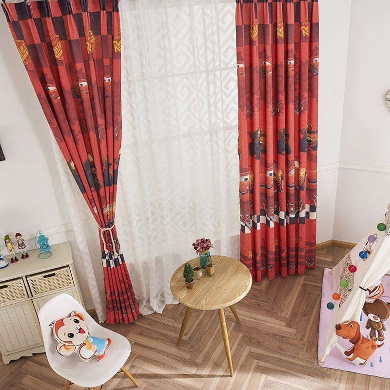 Cortinas Opacas De Algodón Con Estampado De Coches De Dibujos Animados Para Niños