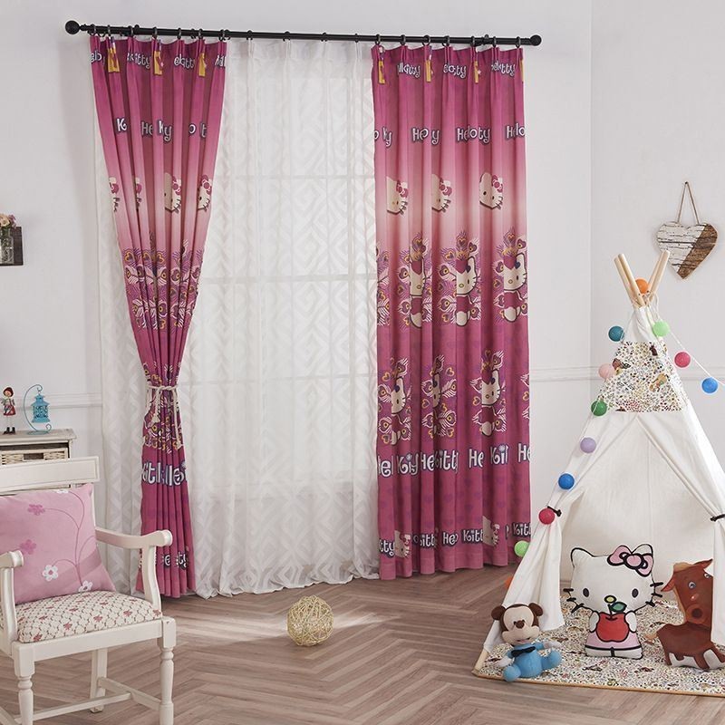 Cortinas Opacas De Algodón Con Estampado De Gatitos Para Niños, Ideal Para Sala De Estar Y Dormitorio.