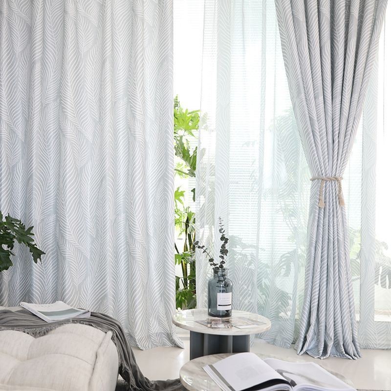 Cortina Opaca Con Estampado De Hojas, Hecha A Medida, Estilo Nórdico, Para Sala De Estar Y Dormitorio.