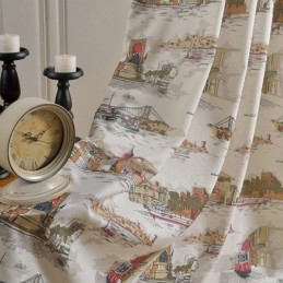 Cortinas Opacas De Lino Nórdico Con Estampado Urbano Para Sala De Estar Y Dormitorio