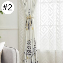 Cortina Opaca Nórdica Hecha A Medida Con Estampado De Hojas Para Sala De Estar Y Dormitorio