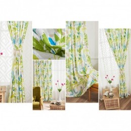 Cortina Opaca Hecha A Medida Para Sala De Estar, Dormitorio, Con Estampado Nórdico De Hojas.