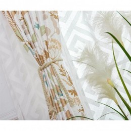 Cortina Opaca Hecha A Medida Para Sala De Estar, Dormitorio, Con Estampado Nórdico De Hojas.