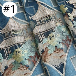 Cortina De Lujo Hecha A Medida Con Patrón Bordado Para Sala De Estar Y Dormitorio.