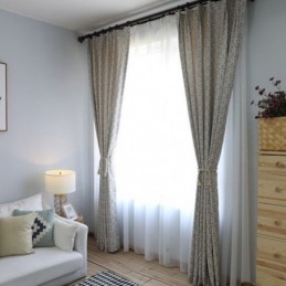 Cortinas Opacas Geométricas De Jacquard De Lujo Para Sala De Estar