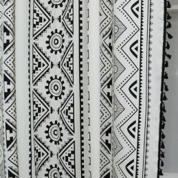 Cortina De Estilo Bohemio Hecha A Medida Con Borlas Geométricas Estampadas Para Dormitorio Y Sala De Estar.