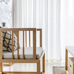 Cortinas Transparentes De Tul Voile Liso De Jacquard A Rayas Para Sala De Estar