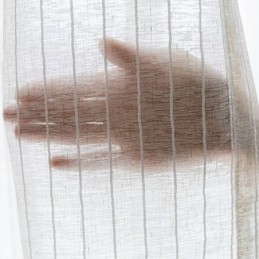 Cortinas Transparentes De Tul Voile Liso De Jacquard A Rayas Para Sala De Estar