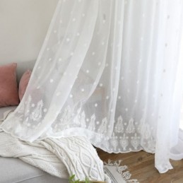 Cortina Transparente Transpirable Hecha A Medida Cortina Blanca Combina Con Todo Bordado Sala De Estar