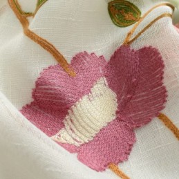 Cortina De Gasa Minimalista Moderna, Hecha A Medida, Panel De Cortina De Lino Transparente Para Ventana, Bordado De Hojas Rosas.