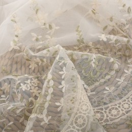 Cortina Decorativa Transparente Hecha A Medida Con Tul Bordado De Plantas Para Sala De Estar Y Dormitorio