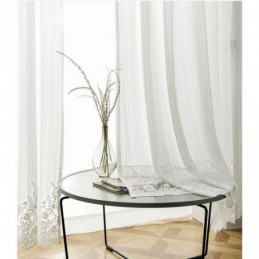 Cortina Transparente De Encaje De Color Sólido Hecha A Medida, Panel De Cortina De Gasa Para Ventana Salediza De Dormitorio