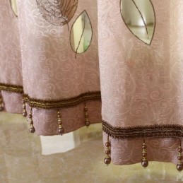 Cortina Minimalista De Voile, Hecha A Medida, Panel De Cortina Con Hojas Refrescantes En Jacquard