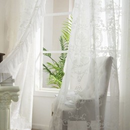 Cortinas Transparentes Bordadas Europeas, Hechas A Medida, De Tul Blanco, Para Sala De Estar Y Dormitorio.