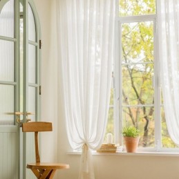 Cortinas Transparentes Blancas Modernas Con Hojas De Tul Para Sala De Estar Y Dormitorio