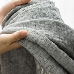 Cortina De Tul A Cuadros Nórdicos Hecha A Medida, Tejido De Urdimbre, Transparente Para Sala De Estar