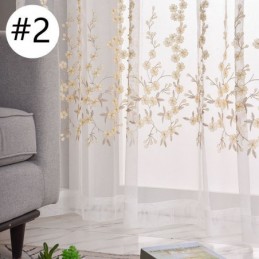 Cortina Decorativa Transparente Hecha A Medida Con Bordado De Plantas De Tul Para Sala De Estar Y Dormitorio.