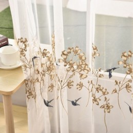 Cortina Decorativa Transparente Hecha A Medida Con Bordado De Plantas De Tul Para Sala De Estar Y Dormitorio.