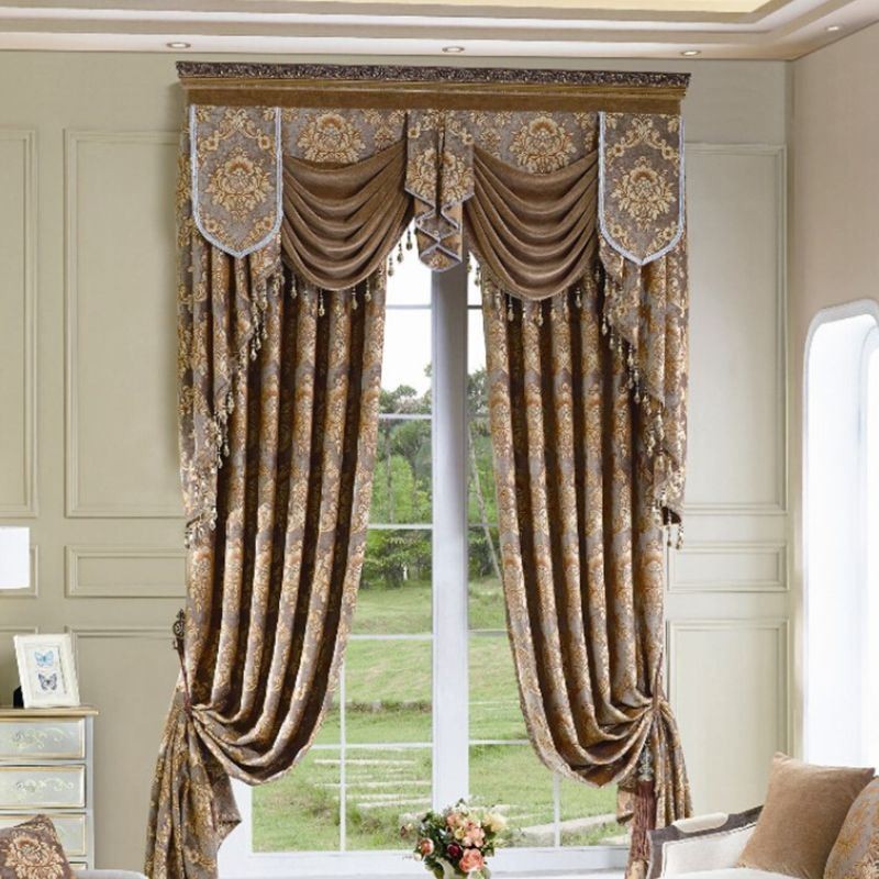 Cortina De Ventana De Chenilla Jacquard De Lujo, Hecha A Medida, Diseño Elegante Para Decoración De Dormitorio.