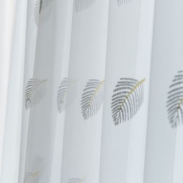 Cortina Nórdica Sencilla Transparente, Hecha A Medida, Con Hojas Rurales, Bordada En Blanco, Para Dormitorio Y Sala De Estar.
