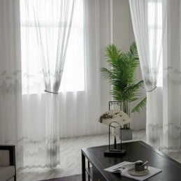 Cortinas Decorativas Transparentes Hechas A Medida, De Tul Bordado, Para Sala De Estar Y Dormitorio.