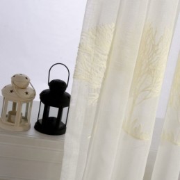 Cortinas Transparentes Transpirables Hechas A Medida Con Textura De Árbol Bordada Para Sala De Estar