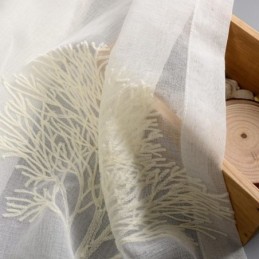 Cortinas Transparentes Transpirables Hechas A Medida Con Textura De Árbol Bordada Para Sala De Estar