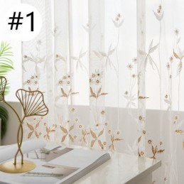 Cortinas Transparentes Decorativas Modernas, Hechas A Medida, Con Bordado De Plantas De Tul Para Dormitorio.