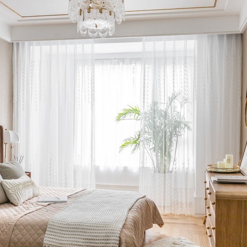 Cortinas Transparentes Bordadas Europeas, Panel De Voile Para Sala De Estar Y Dormitorio