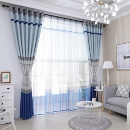 Cortina Opaca Nórdica Hecha A Medida Con Estampado De Rayas Para Dormitorio