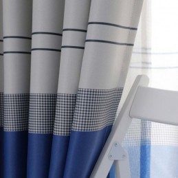 Cortina Opaca Nórdica Hecha A Medida Con Estampado De Rayas Para Dormitorio