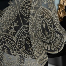 Cortina De Tul Geométrica Hecha A Medida, Cortina Nórdica Bordada, Delicada Cortina Para Ventana Tenda