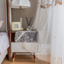 Cortinas De Tul Con Flores Blancas Y Gasa Transparente Para Sala De Estar