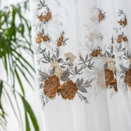 Cortinas De Tul Con Flores Blancas Y Gasa Transparente Para Sala De Estar