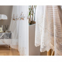 Cortinas De Tul Con Flores Blancas Y Gasa Transparente Para Sala De Estar