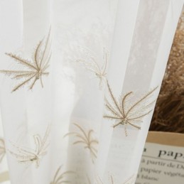 Cortina Decorativa Transparente Hecha A Medida Con Bordado De Plantas Para Ventana, Sala De Estar Y Dormitorio