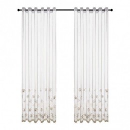Cortina Decorativa Transparente Hecha A Medida Con Bordado De Plantas Para Ventana, Sala De Estar Y Dormitorio