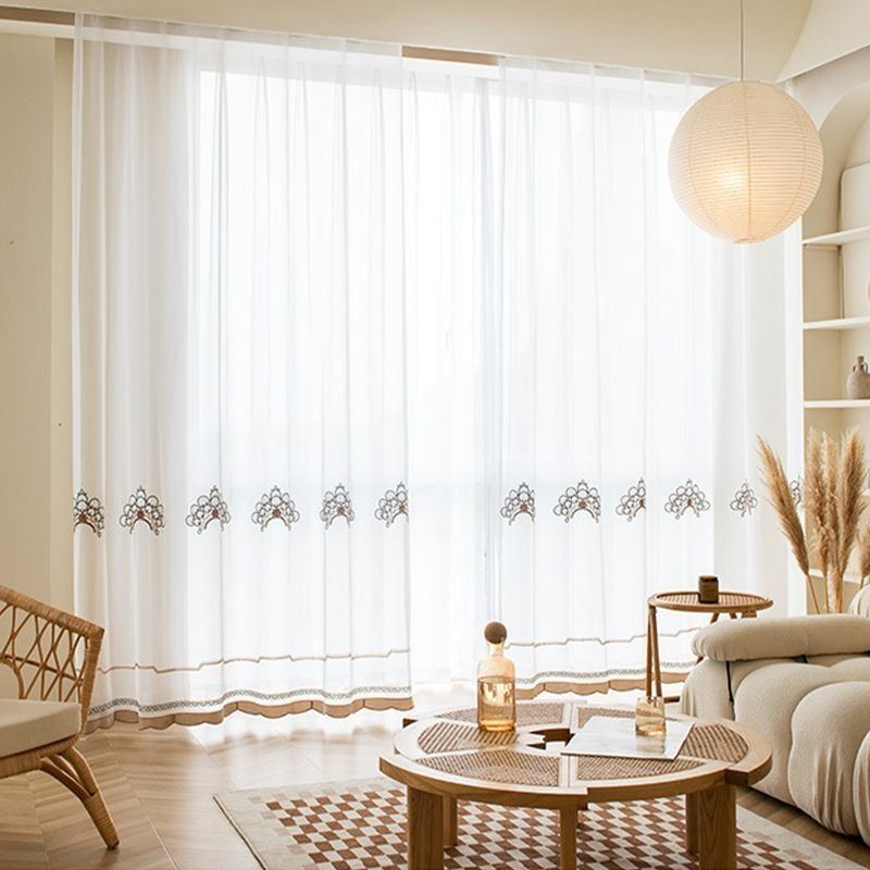 Cortinas De Tul Transparente Bordadas, Elegantes Cortinas Para Sala De Estar