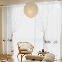 Cortinas De Tul Transparente Bordadas, Elegantes Cortinas Para Sala De Estar