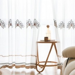 Cortinas De Tul Transparente Bordadas, Elegantes Cortinas Para Sala De Estar