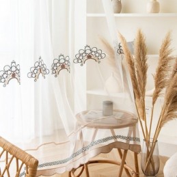 Cortinas De Tul Transparente Bordadas, Elegantes Cortinas Para Sala De Estar