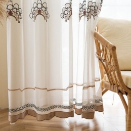 Cortinas De Tul Transparente Bordadas, Elegantes Cortinas Para Sala De Estar