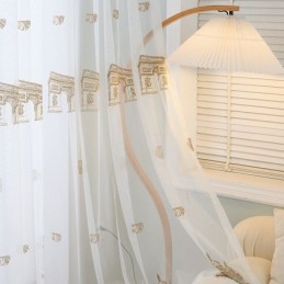 Cortinas De Tul Transparente Bordadas, Cortina De Voile De Torre, Cortina Hecha A Medida Para Sala De Estar