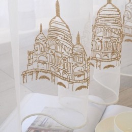 Cortinas De Tul Transparente Bordadas, Cortina De Voile De Torre, Cortina Hecha A Medida Para Sala De Estar
